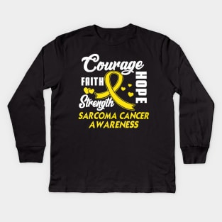 Sarcoma Cancer Tshirt Wear Yellow Ribbon Support Gifts Kids Long Sleeve T-Shirt